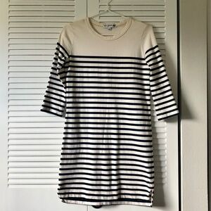 3/4 Sleeve T Shirt Dress - Ivory Black Stripe - Ines de la Fressange x Uniqlo